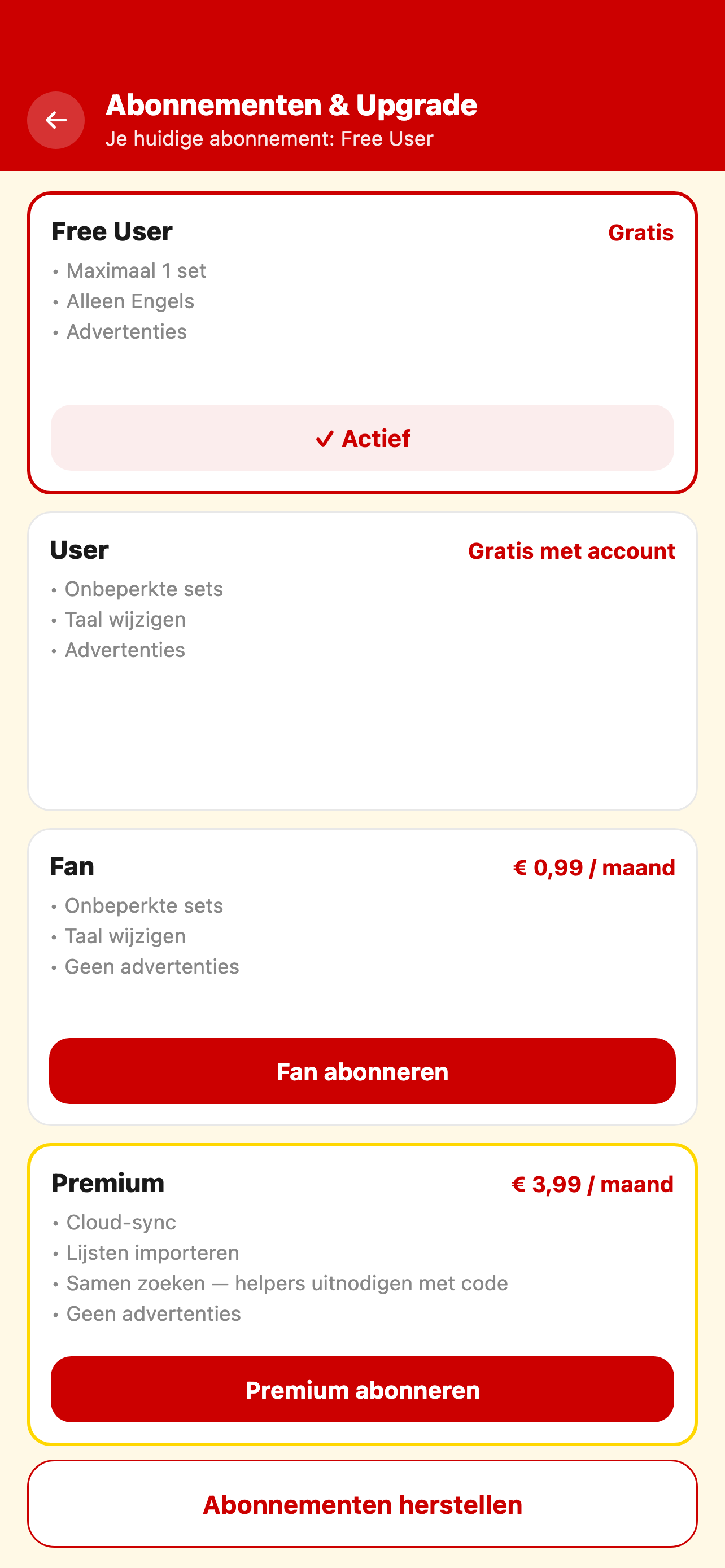 Premium-upgrade met cloudsync en export